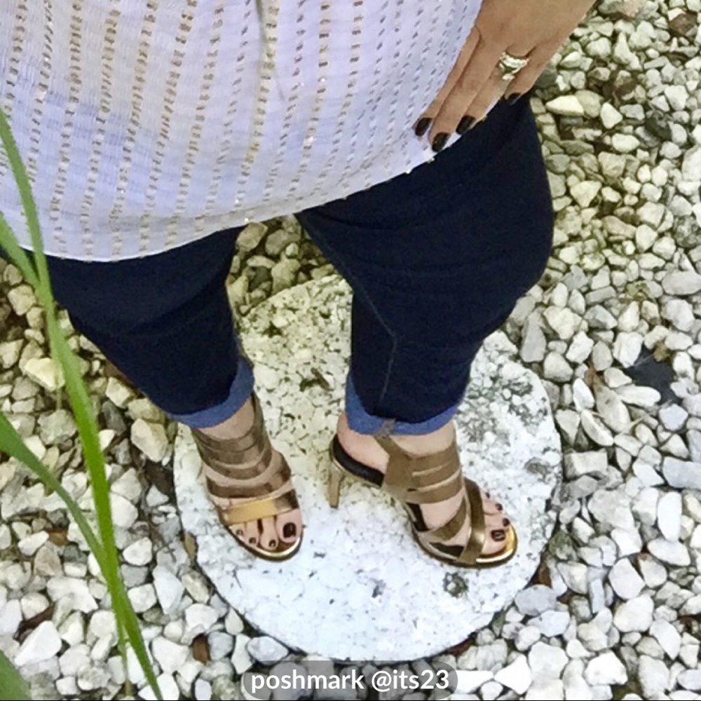 Ateljè 71 Metallic Bronze Caged Sandal Heels